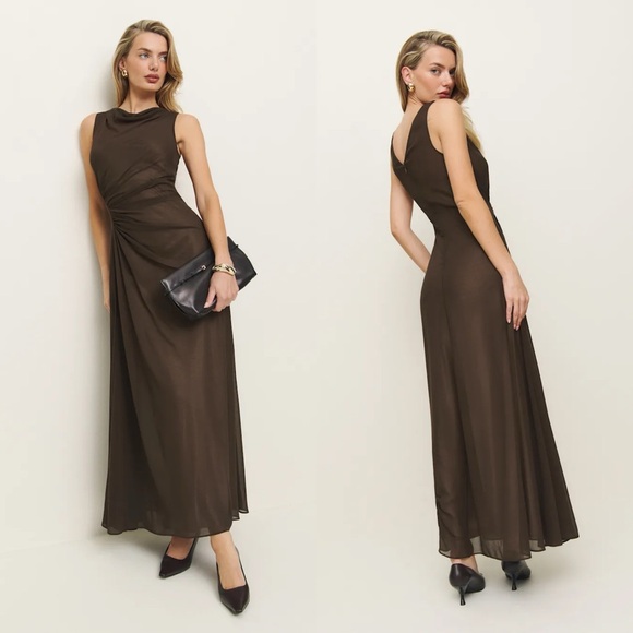 REFORMATION NWT Sarai Brown Dress 0 - Picture 1 of 7